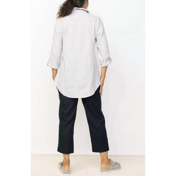 NEW HABITAT lined blend button front shaped shirt in gull - Picture 2 of 2